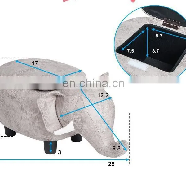 Animal Elephant Shaped Kids Storage Stool for Living Room Furniture photo-2