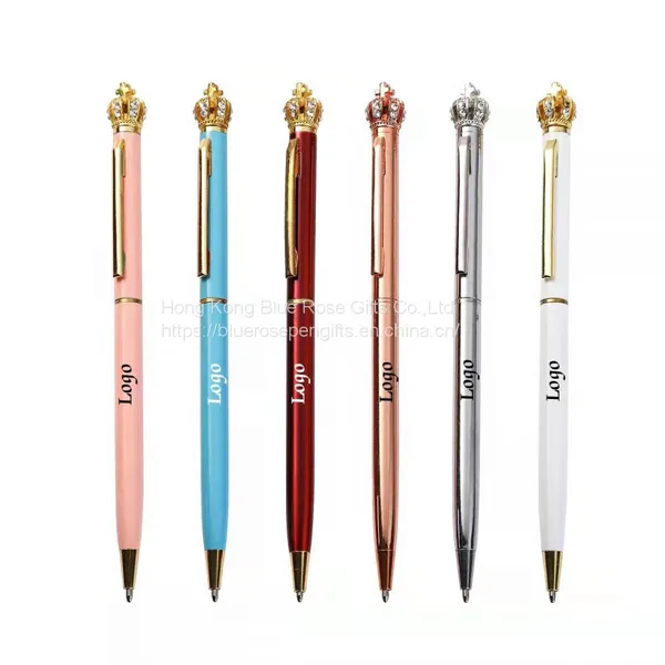 Crown Pens Wholesale Annual Gifts Cute Metal Ballpoint Pen With Custom Logo