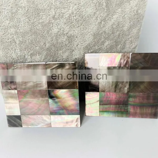 Natural Mother of Pearl Black Mosaic Decorative Coaster Custom Design Drink Cup Coaster Set For Table Decor Wholesale photo-2