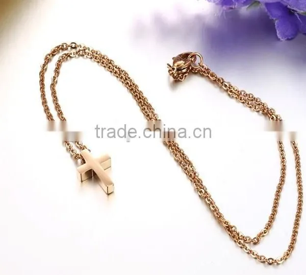 Wholesale New Plating Rose Gold Cross Titanium Steel Necklaces for Woman Pendant Beautiful Gift photo-4