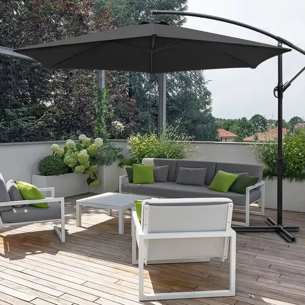 Eco Cantilever Hanging Garden Umbrella Portable Crank Polyester Cafe Poolside Backyard Parasol Wholesale photo-4