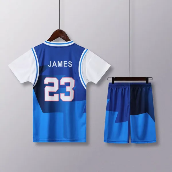 Wholesale Personalized Customizable 100% Polyester Basketball Jersey Mesh Breathable Sport Training Basketball Uniform Set For Men Kids photo-4