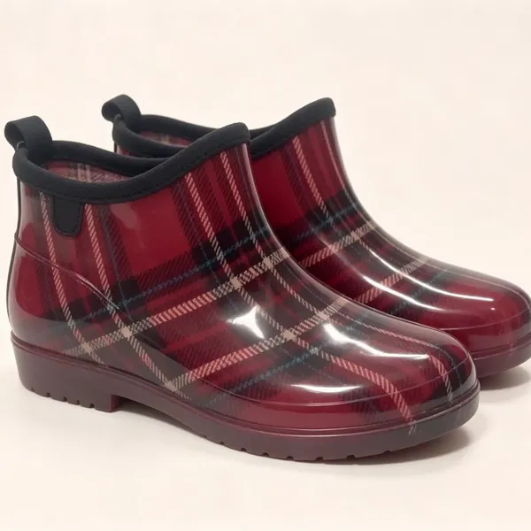Proshield Work Women’s Red Plaid Short Ankle Rain Boots