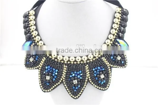 Giant Blue Necklace Fashion Crystal Jewelry Necklace Gold Chain Bead Necklace photo-4
