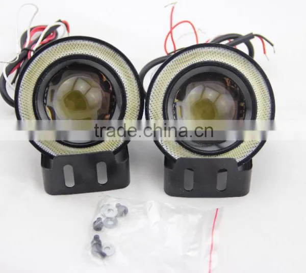 2015 Guangzhou 12v 10w 3.5 Inch LED Fog Light Lamp Projector Lens With Yellow Red White Blue Angle Eyes Evil Eyes photo-4