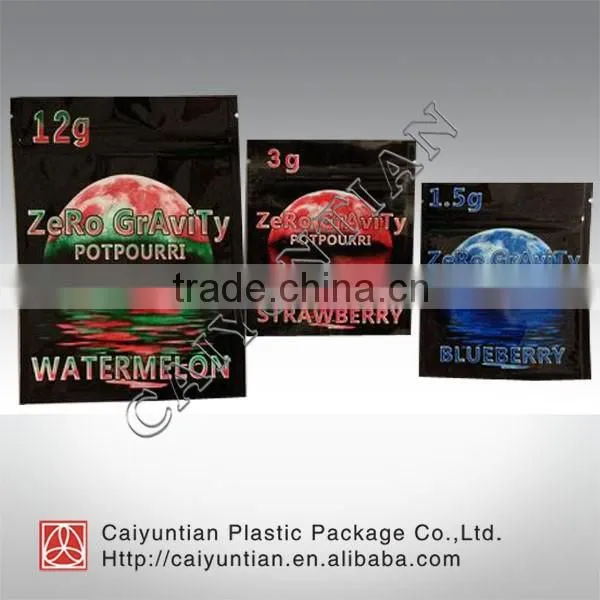 Zero Gravity Three Sides Zipper Pouch Bag/ High Quality Clean Package Bag for Herbal Incense photo-6