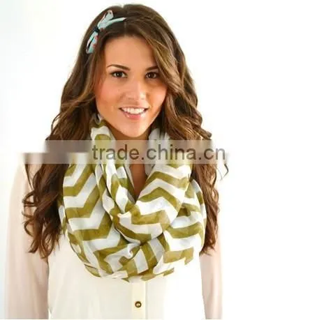Hit Fashionable Wave Print Pattern Women Magnetic Round Infinity Chevron Scarf photo-3