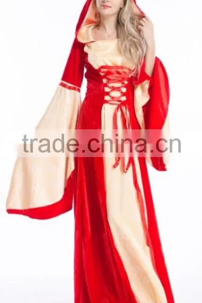 Walson 2016 Hot Red Hooded Gown Game Thrones Renaissance Medieval Queen Fancy Dress Costume photo-3