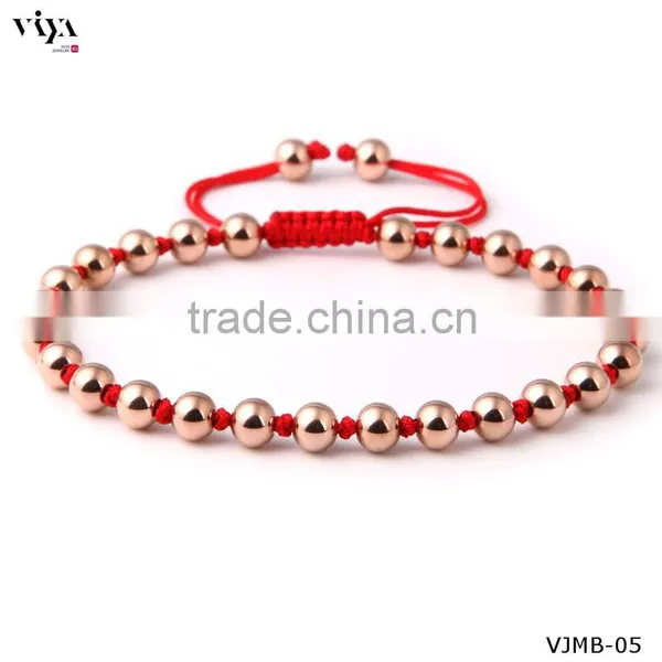 China Knotted Beads Jewellery Custom Engraved Logo Metal Beads Eco-Friendly Non Allergic Bracelet photo-4