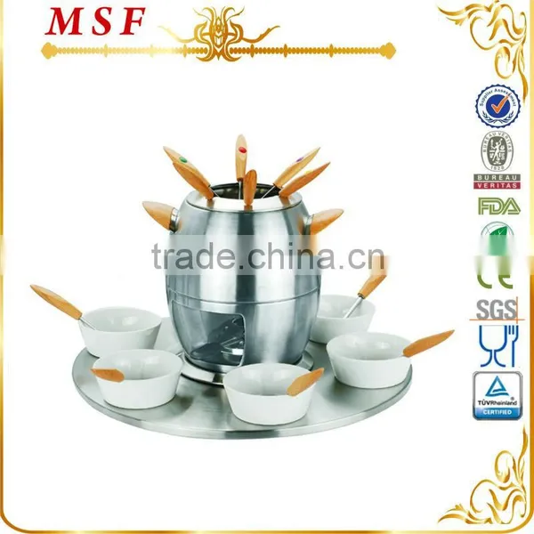 MSF lovely egg shape high quality stainless steel fondue set