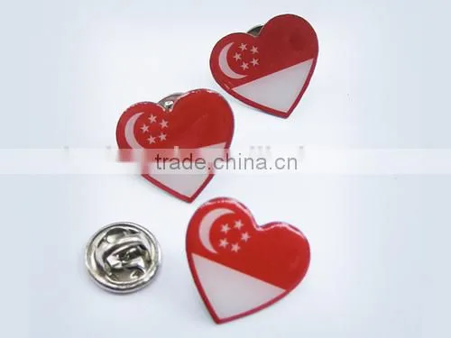 red heart map country flag lapel pins