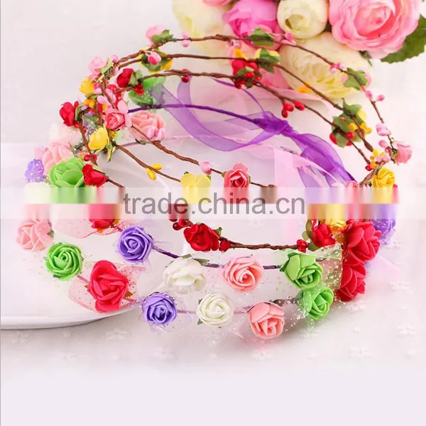 New Natural Touch Artificial Flower Foam Head Wreath for Wedding Bridal Headdress Wedding Flower Headband Flower photo-3