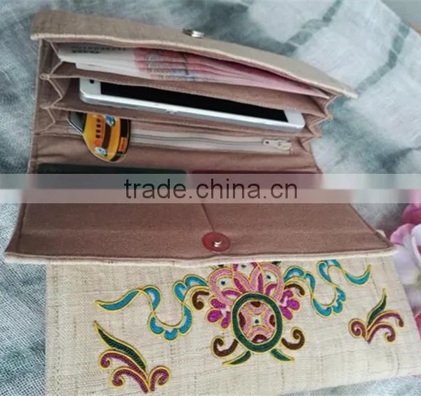 Ramie Fabric & Horsetail-based Embroidery Lady Wallet photo-4
