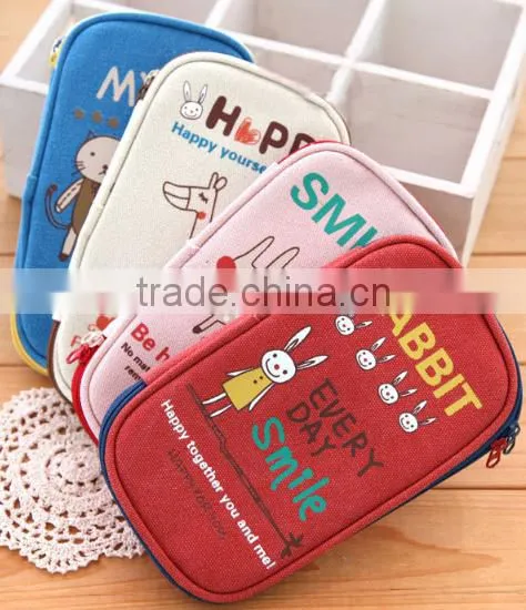 England Style Animal Print Plain Canvas Zipper School Pencil Case photo-2