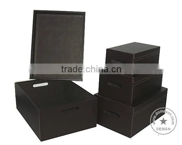 S/4 Faux Leather Storage Containers Set, photo-4