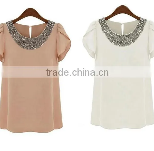 2015 Summer Women Loose Chiffon Blouse Ladies Plus Size Shirt