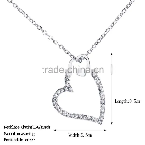 Austrian Crystal Heart Pendant 18k Women Necklace Quality Choice photo-3