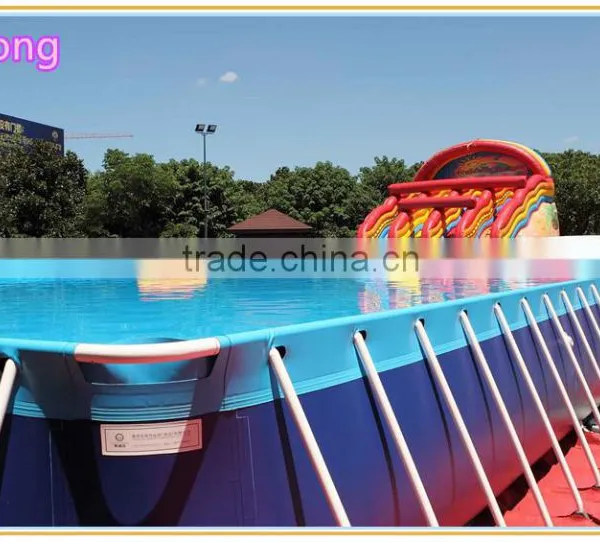 Steel Frame Swimming Pool, Metal Frame Water Pool With Inflatable Water Slides, Used Pools for Sale