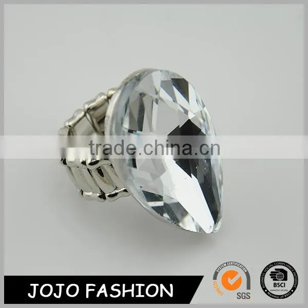 Fashion Wedding Ring Engagement Silver Nail Big Crystal Ring Design