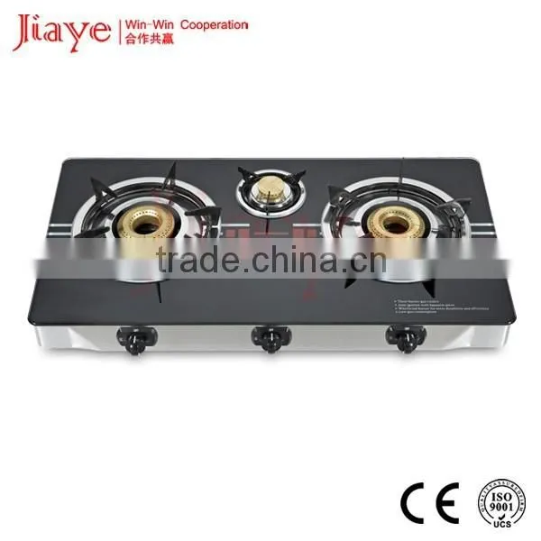 720mm 3 Burner Glass Top Gas Stove for India Market JY-TG3006