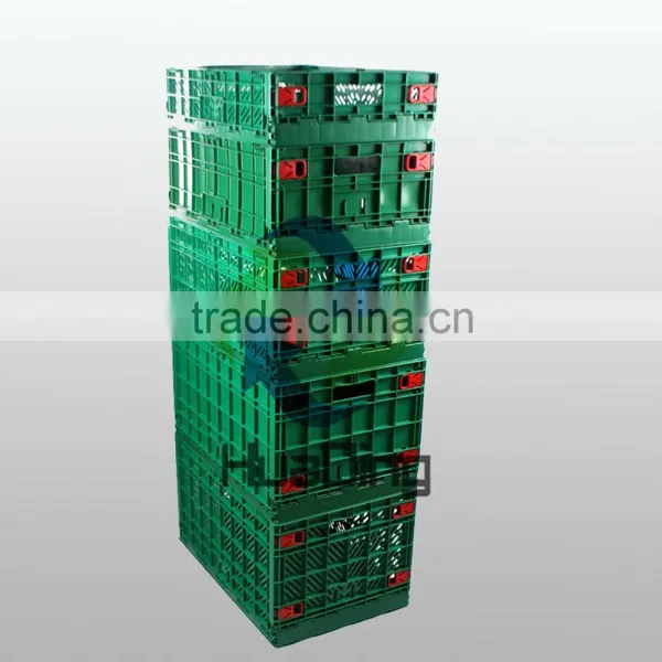Plastic Nestable and Stackable Turnover Box and Storage Crate With Foldable Lid photo-2