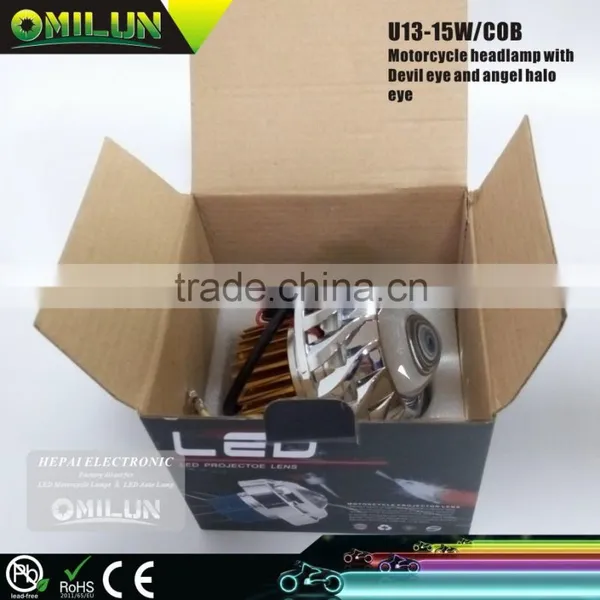 Hot High Quality Angel Halo Eye Devil Eye With 15W Led Projector Motorcycle Light photo-3