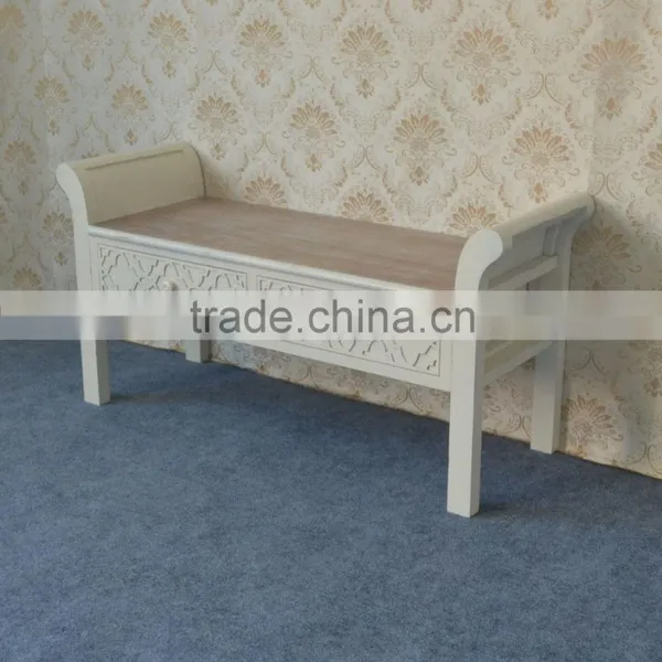 Modern Concise Style Cream Wood 2 Drawer Bedside Chair