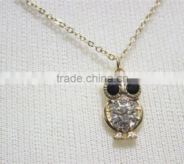 Gold Double Layered w/ Rhinestone Owl & Sparkle Arrow Pendant Necklace 2016 Fashion Style Wholesale photo-2