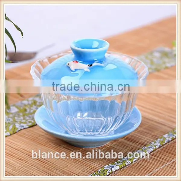 Ceramic and Glass Gaiwan in Lotus Design photo-3