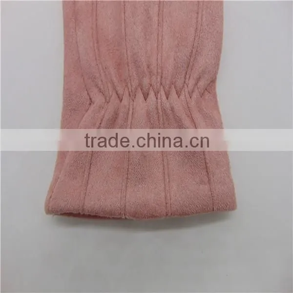 Bowknot Decorated Pink Suede Gloves For Lady photo-6