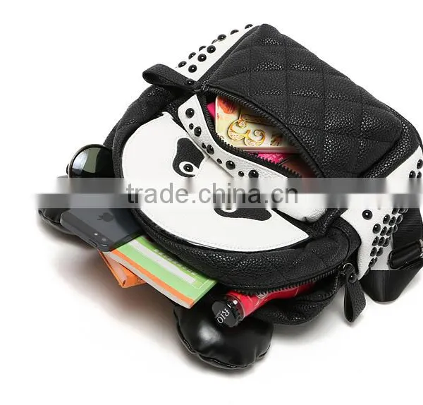 Fashion pu Backpack Handmake Panda Design Day Backpack Bag for Young photo-4