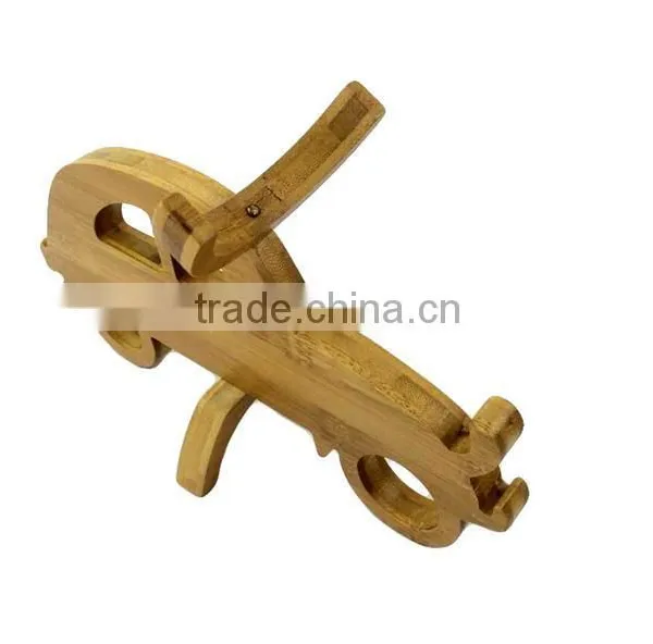 WR023/100% Bamboo Material Hot Sale Car Shaped Folding Bamboo Wine Rack photo-4