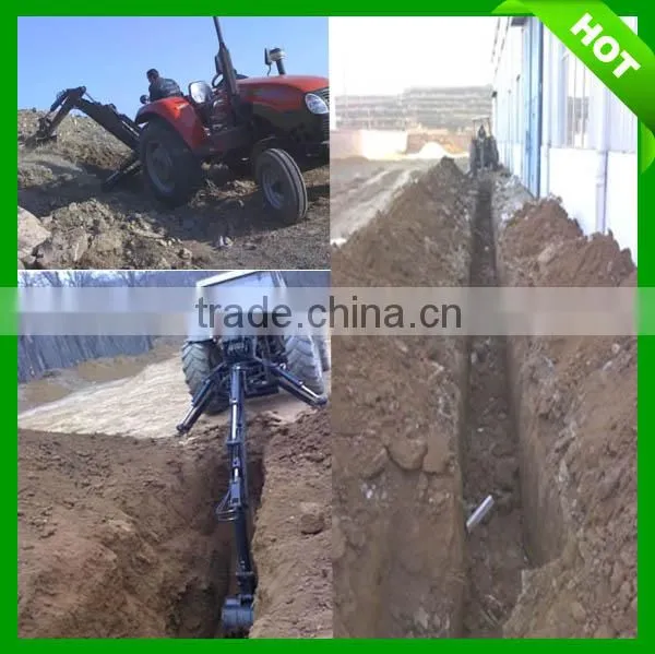 Farm tractor with front end loader and mini backhoe loader