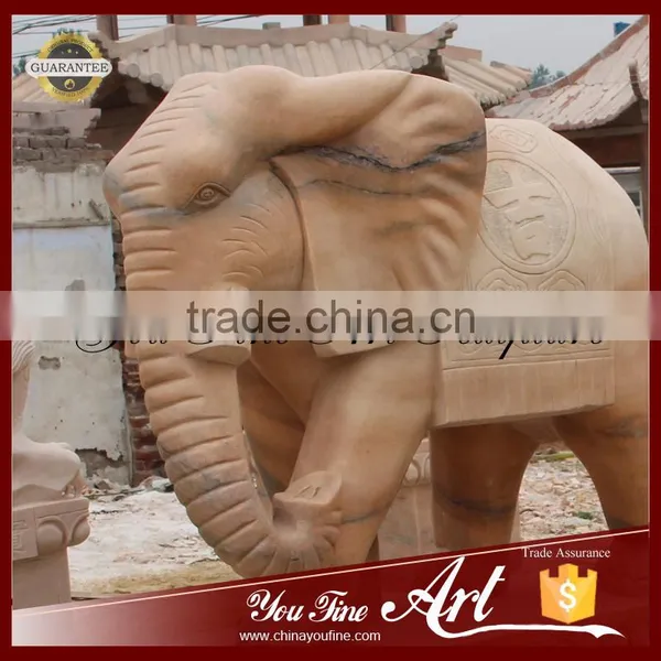 Outdoor Red Marble Elephant Animal Sculpture photo-2