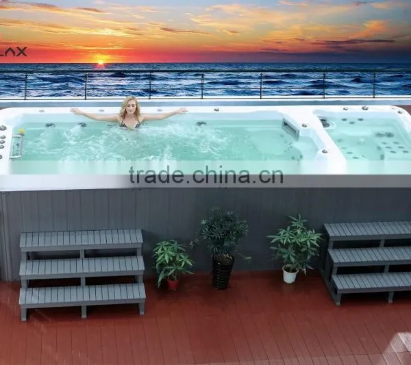 Acrylic Outdoor Spa Hot Tub Freestanding Swim Spa Pool CE Approved Large Swim Pool With Massage Function photo-4