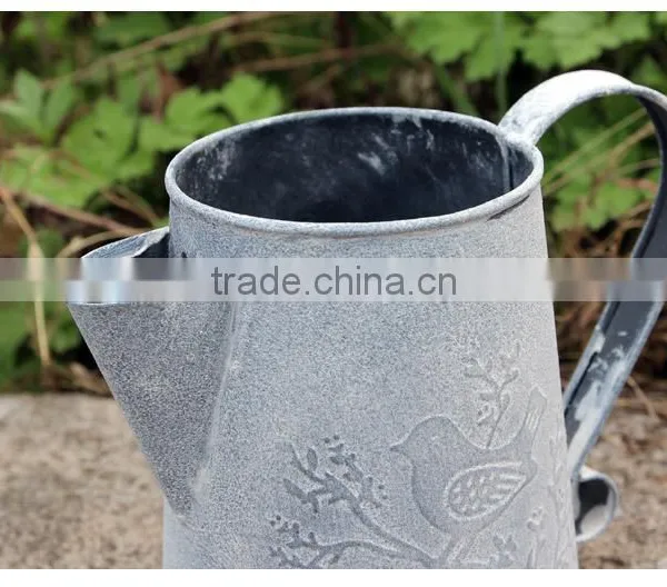 China Cheap Custom Printed Antique Indoor Decoration Metal Flower Pots With Birds Printing for Livingroom photo-4
