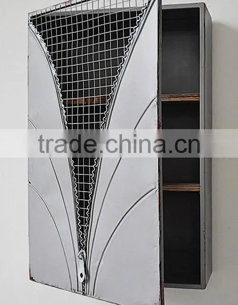 Decorative Metal Storage Holder With Wooden Board for Wall Decoration photo-2
