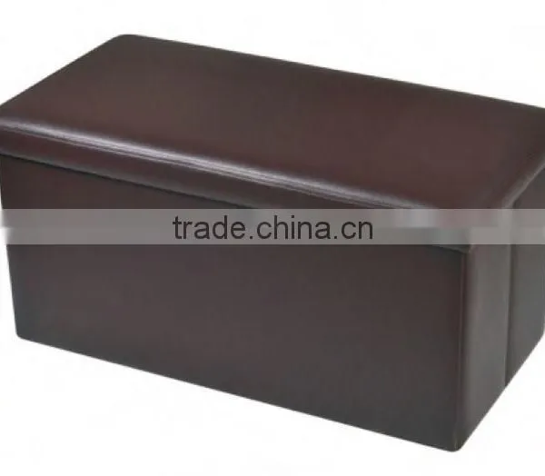 Rectangle Faux Leather Folding Storage Ottoman Bench photo-2