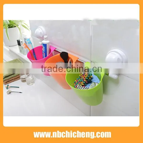 Bathroom Suction Cup Single Hanging Cup Rack Multi-colored Storage Box photo-2