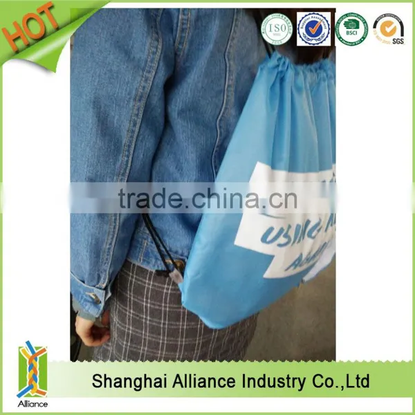 Alliance Safe Rpet Polyester Foldable Drawstring Bag for Shopping photo-5
