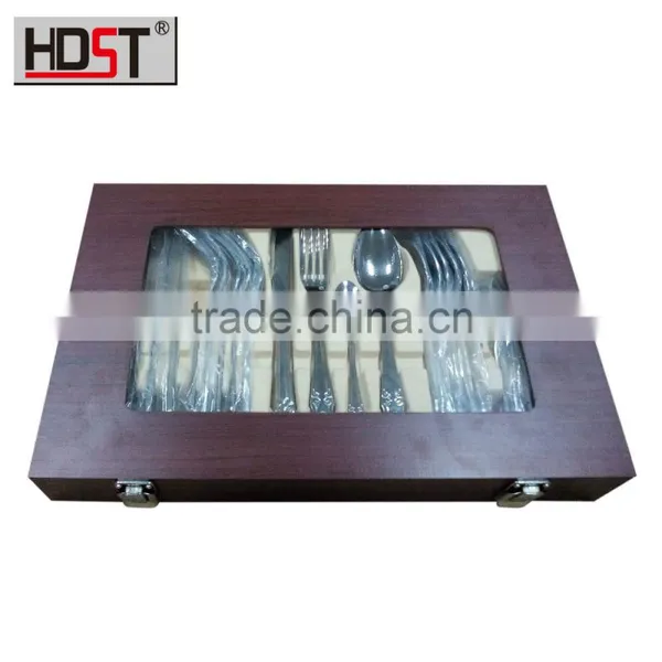 2016 Years Hot Selling Delicate Wooden Boxes 24pcs Stainless Cutlery Set photo-2