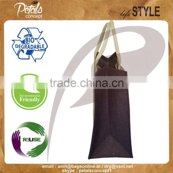 Six Bottle Jute Wine Bag With Partition for OEM - Made From pp Laminated Fabric photo-2