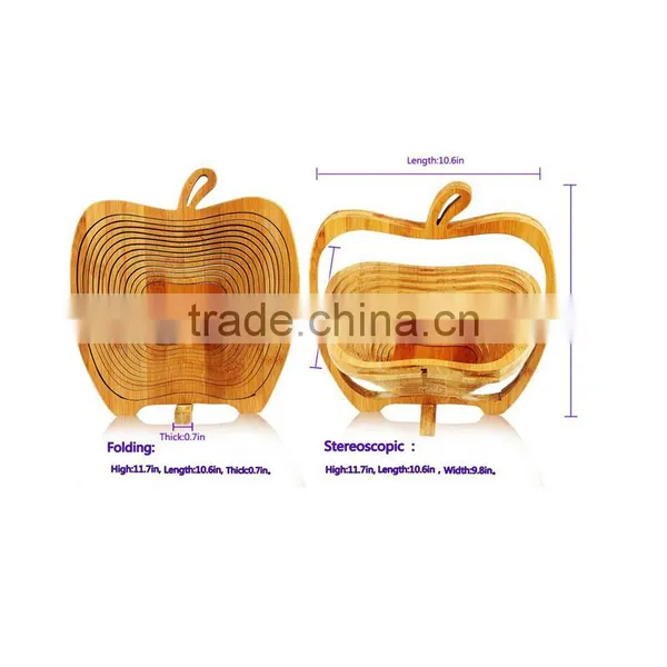 Aonong Apple Shaped Bamboo Folding Basket- Collapsible Fruit Stores Flat photo-4