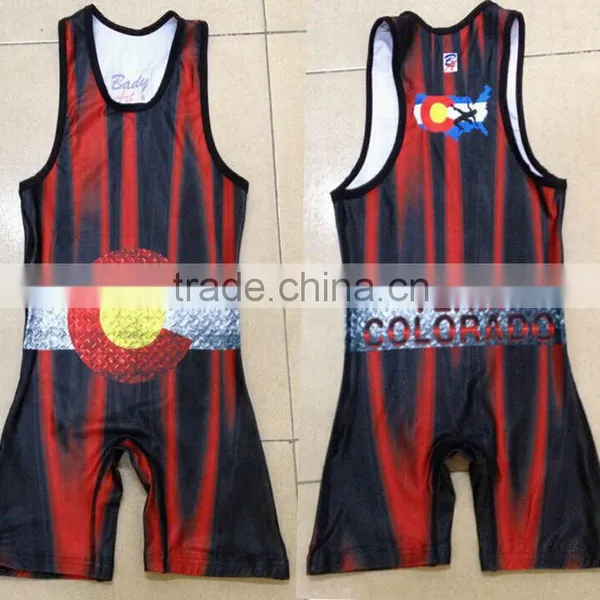 Top Quality Black State Cheap Wrestling Singlets for Sale photo-4