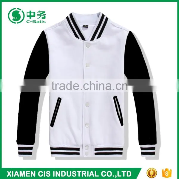 Popular Style Custom Logo Print Mens Black Plain Varsity Baseball Jacket for Sale photo-6