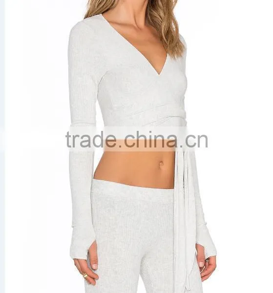 Hot Sale Women's Sexy Sports Wear Belly Breathable Tight Tops Yoga Running Jogging Wear photo-2