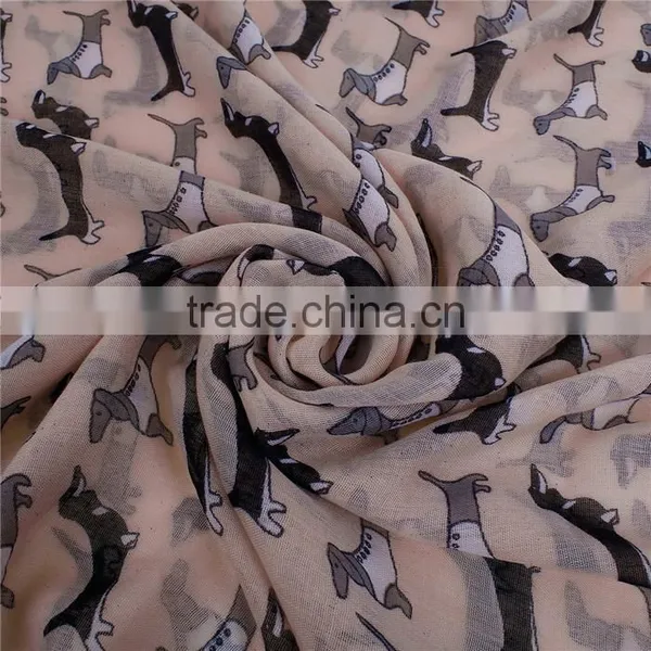 Voile Scarves & Wraps Rectangle Light Pink Dog Fabric Wholesale Scarf photo-2