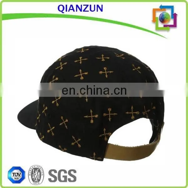 Leather Patch Logo 5 Panel Baseball Cap Custom Back Strap 5panel Cap and Hat photo-2