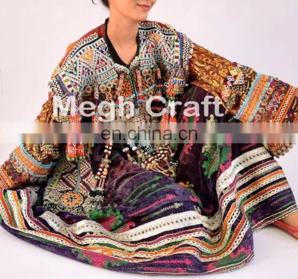 Handmade Balochi Coins Dress-Kuchi Vintage Tribal Dress -Kohistani Ethnic Costume Dress With Tassels photo-2