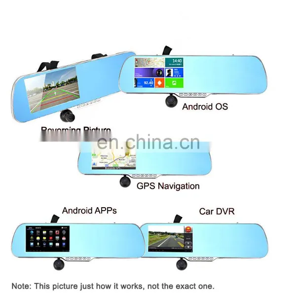 1080P Car Camera Recorder 5" Android GPS Navigation Rear View Mirror DVR Dual Camera Bluetooth WIFI Night Vision